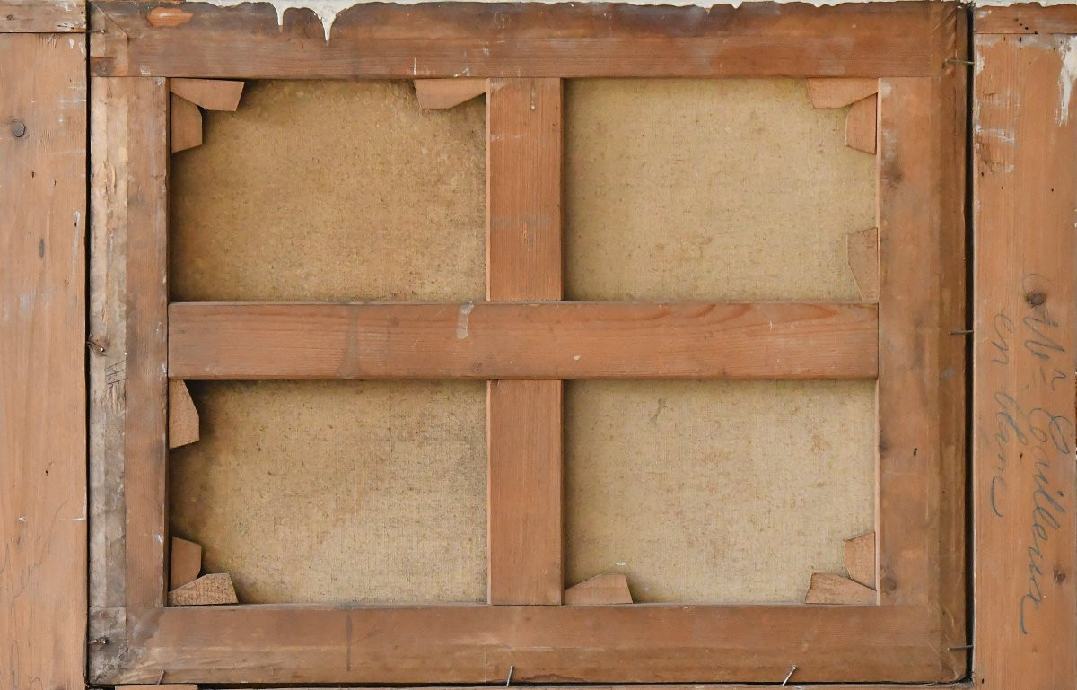 Trumeau de style Louis XVI orné d'une huile sur toile -photo-2