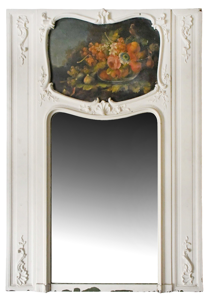Trumeau de style Louis XVI orné d'une huile sur toile 