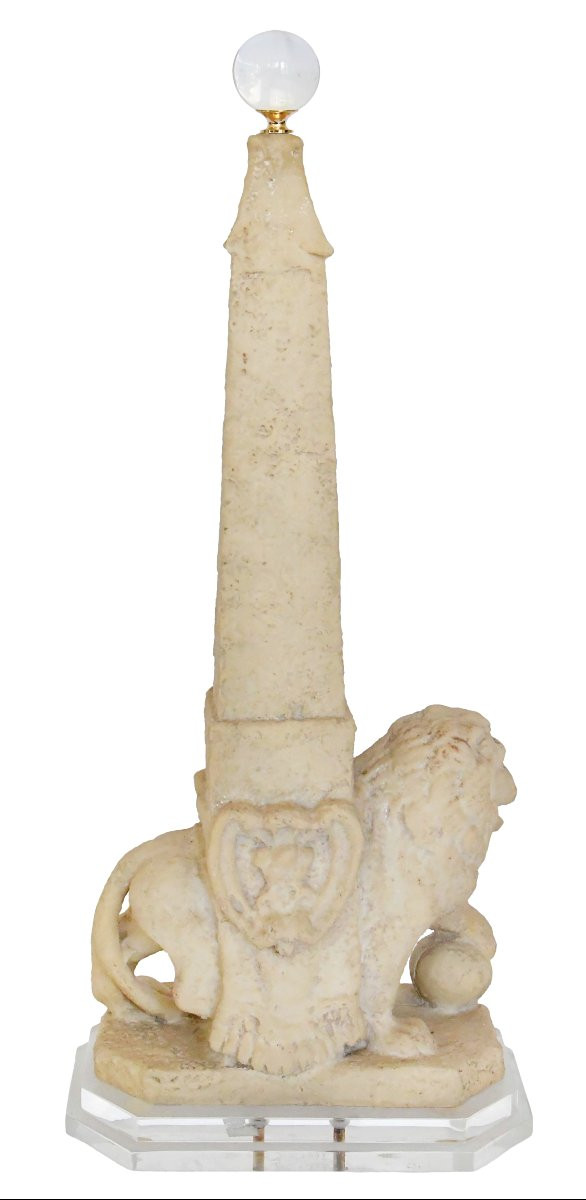 Obelisk Representing The Medici Lion Resting Its Paw On A Sphere-photo-1