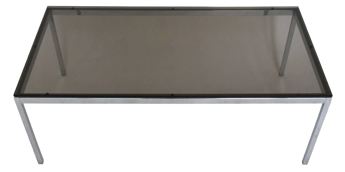 Chromed Steel And Glass Coffee Table By Florence Knoll-photo-4