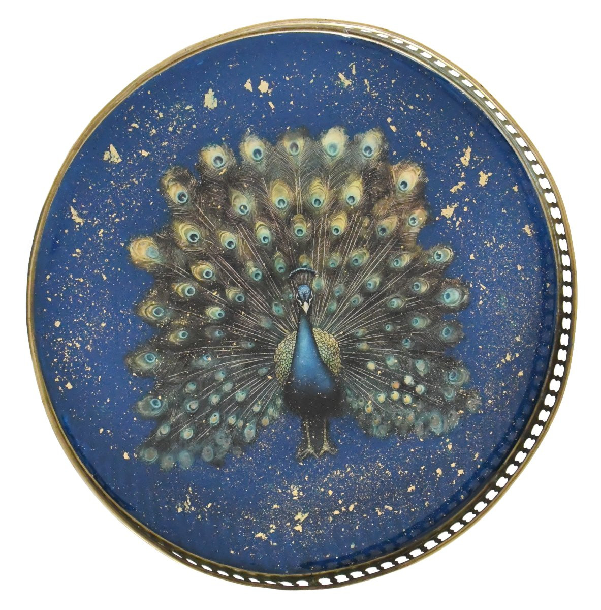 Louis XVI Style Pedestal Table With Peacock Design-photo-2