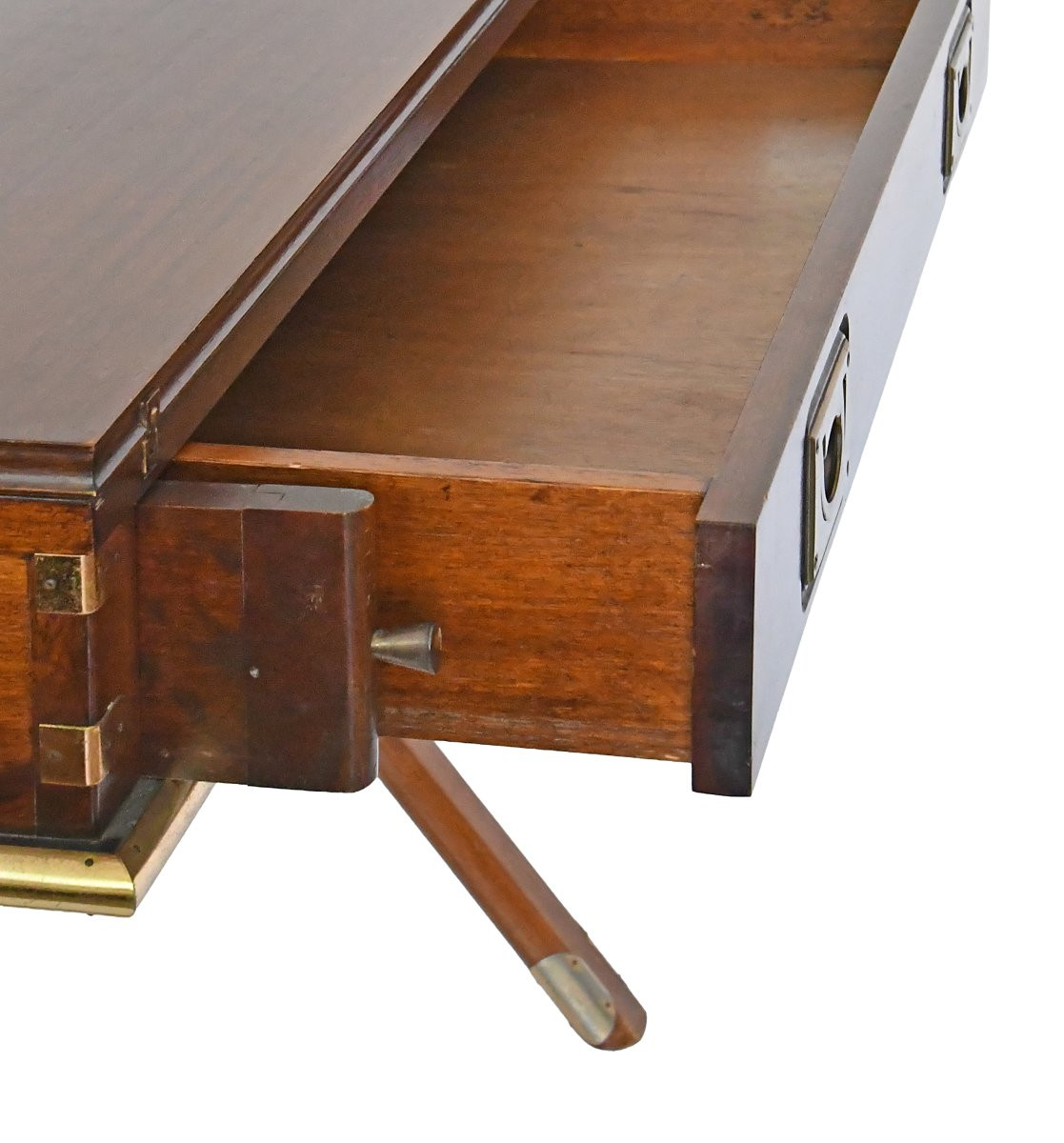 Marine-style Desk In Wood And Gilded Brass-photo-4