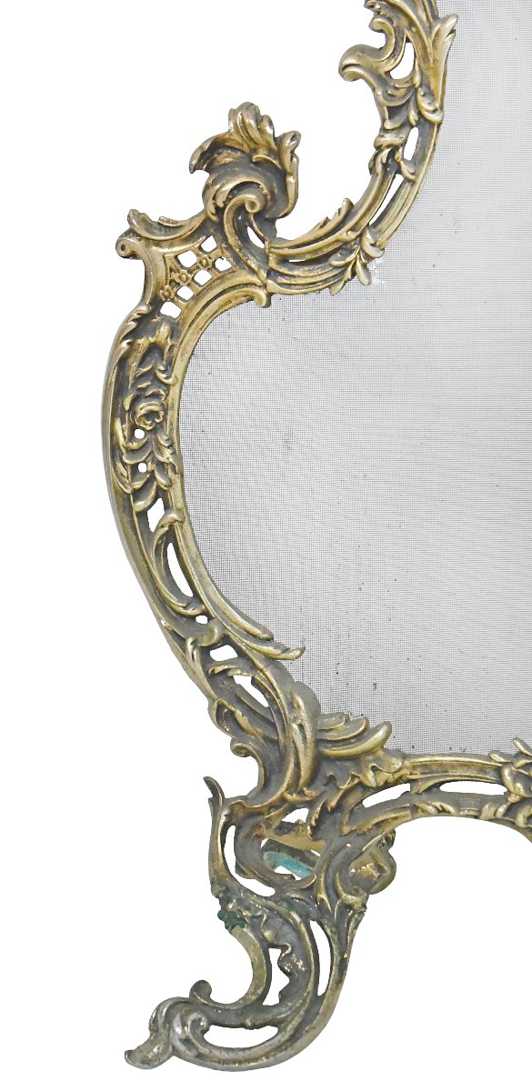 Louis XV-style Gilded Bronze Fireplace Screen Decorated With A Cupid -photo-4