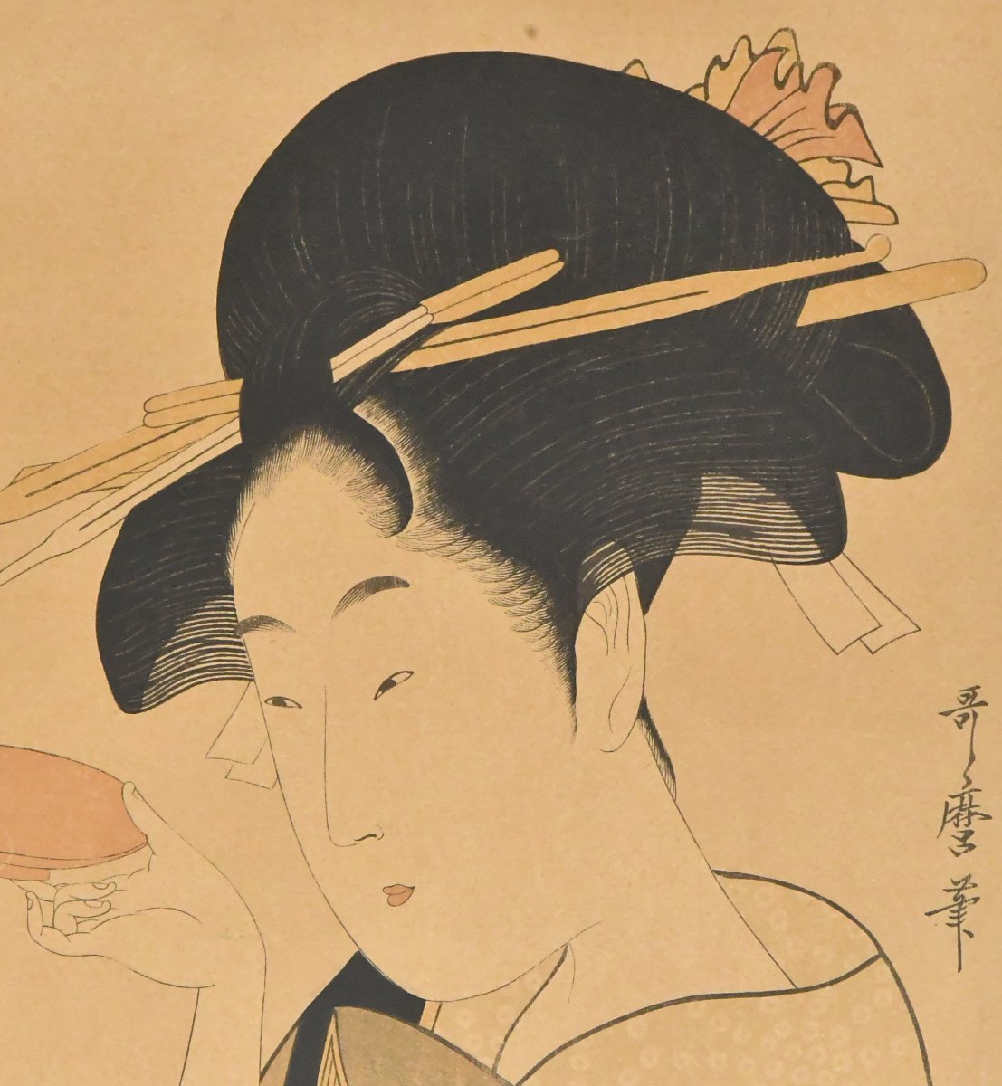 Toyokuni III UTAGAWA (1786-1865) "Geisha" Estampe oban tate-e  -photo-3