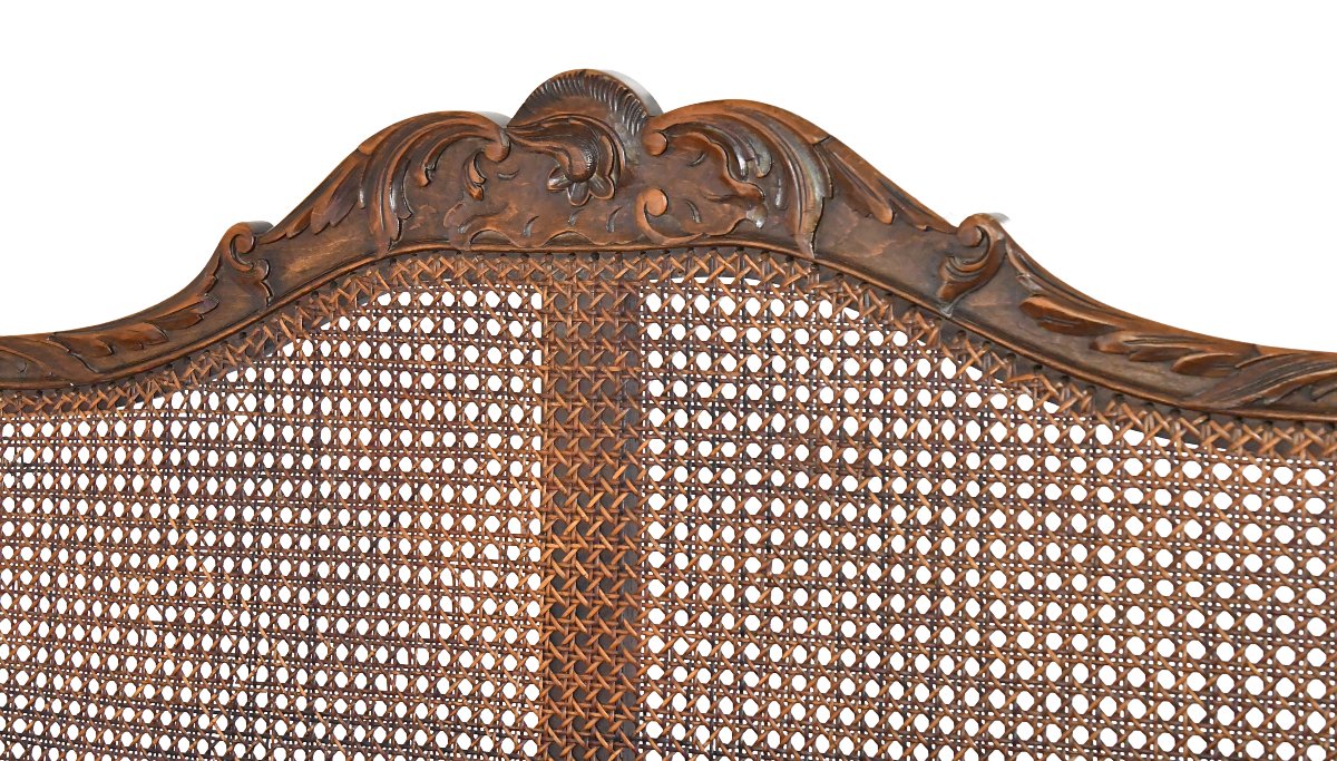 Regency-style Bench Made Of Richly Carved Wood And Cane -photo-2