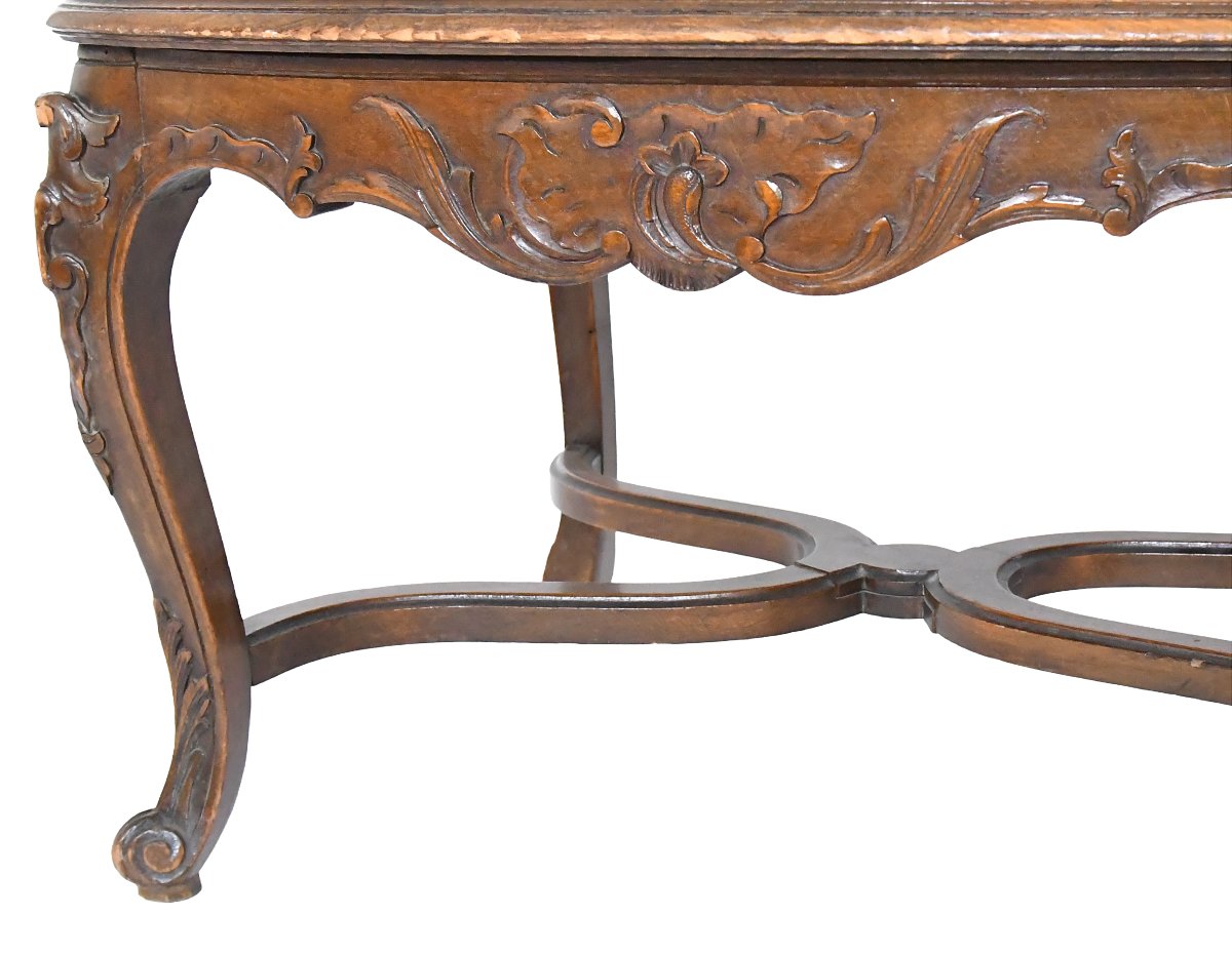 Regency-style Bench Made Of Richly Carved Wood And Cane -photo-2