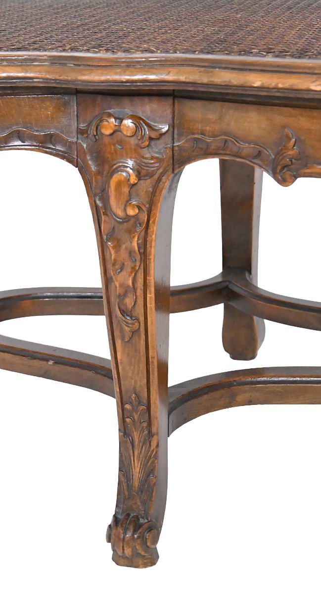 Regency-style Bench Made Of Richly Carved Wood And Cane -photo-3