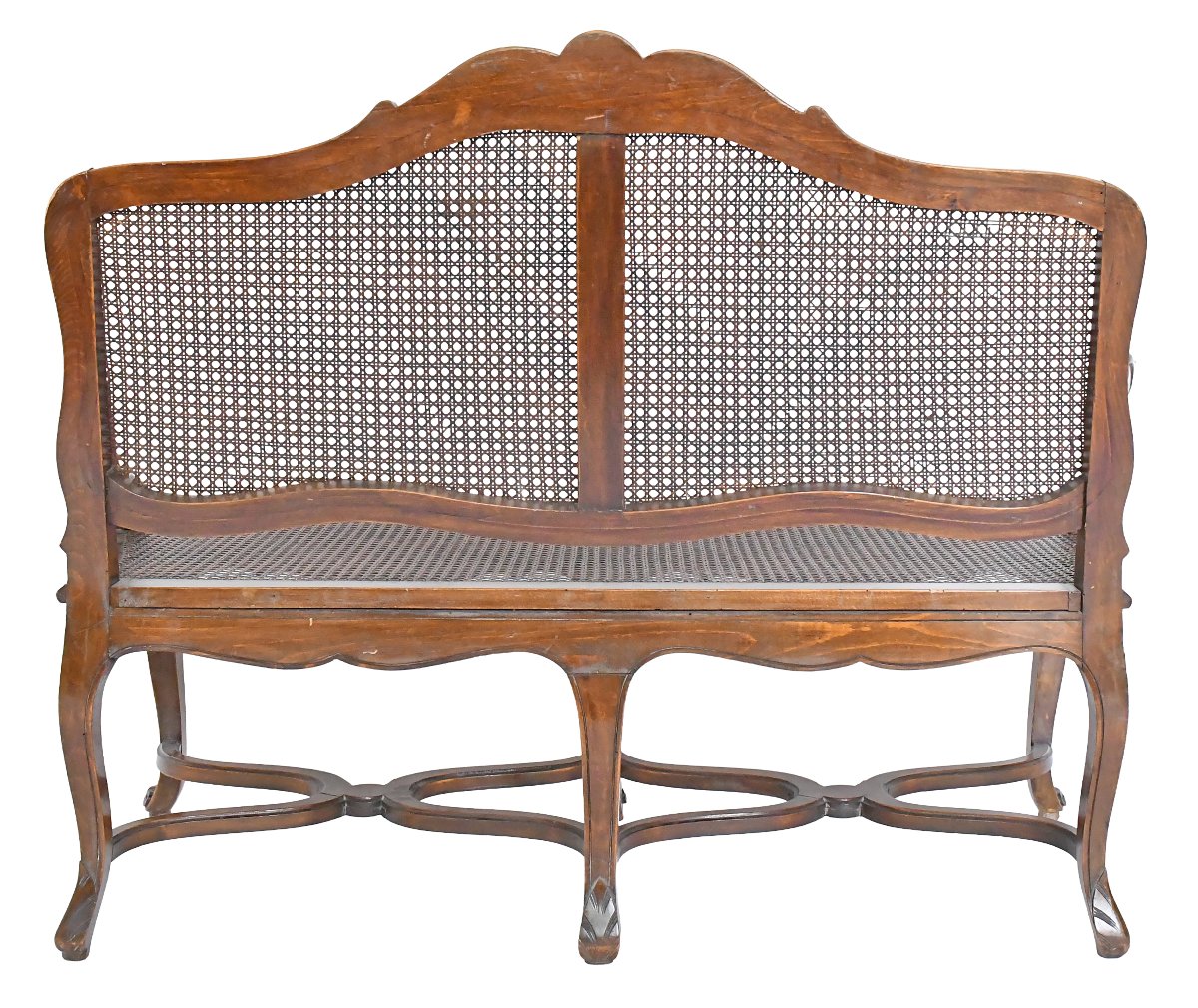 Regency-style Bench Made Of Richly Carved Wood And Cane -photo-7