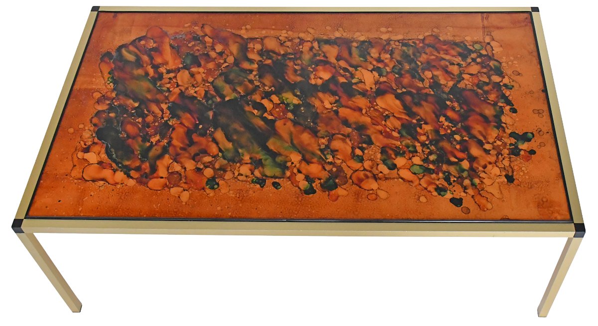 Table basse attribuée à Jean René Talopp à motif Lava datant des années 1970-photo-1