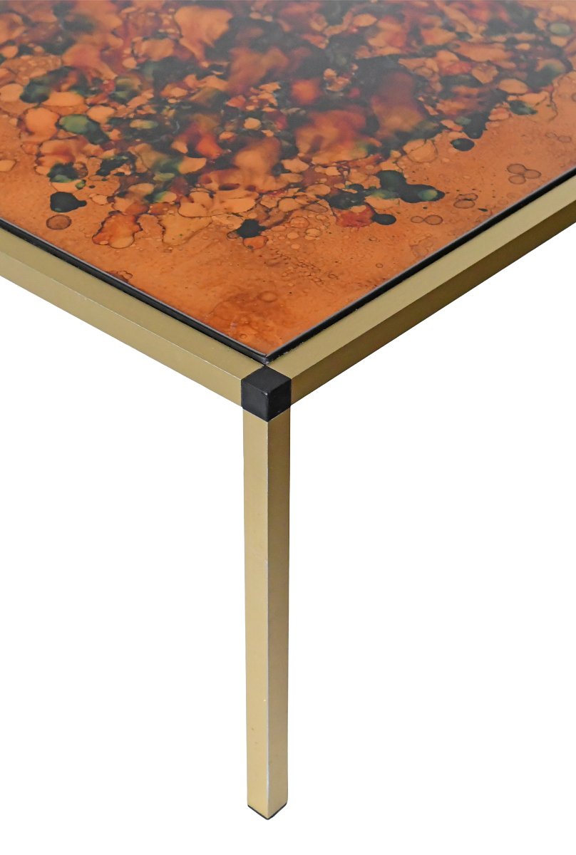 Table basse attribuée à Jean René Talopp à motif Lava datant des années 1970-photo-2