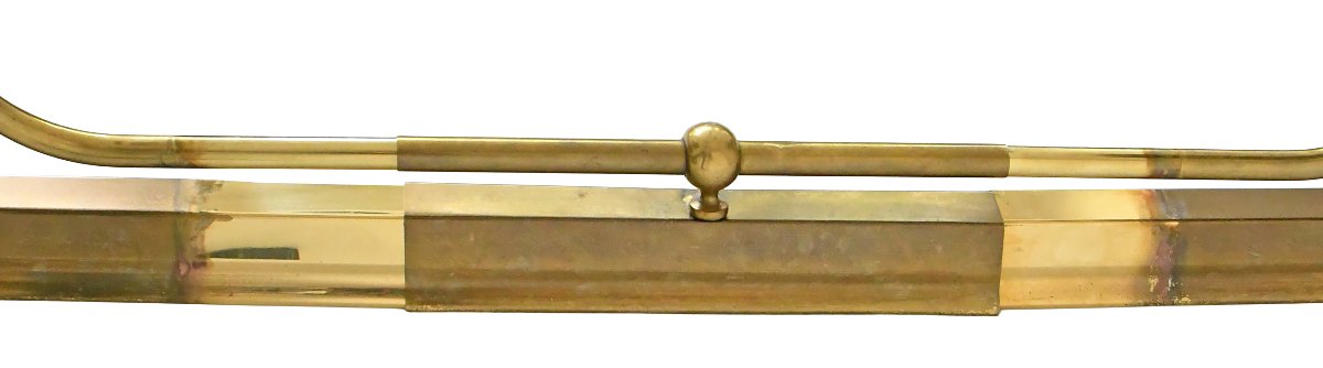 Double-seater Fireplace Bench In Gold-plated Brass With Tufted Leather Upholstery -photo-8