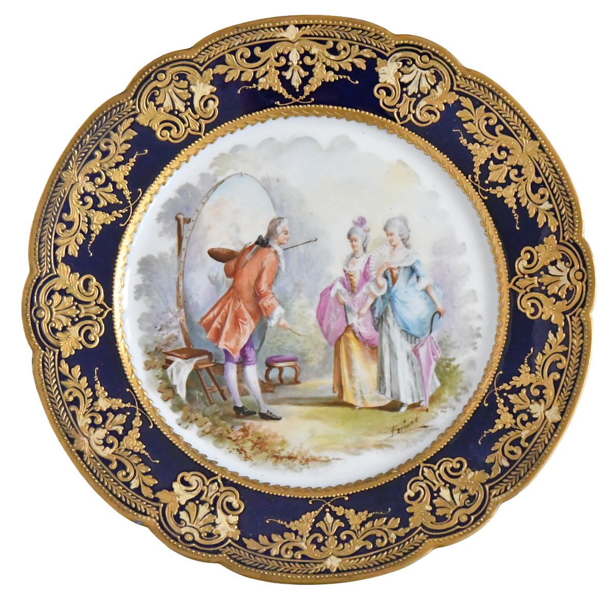 Porcelain Plate Decorated With A Romantic Scene 
