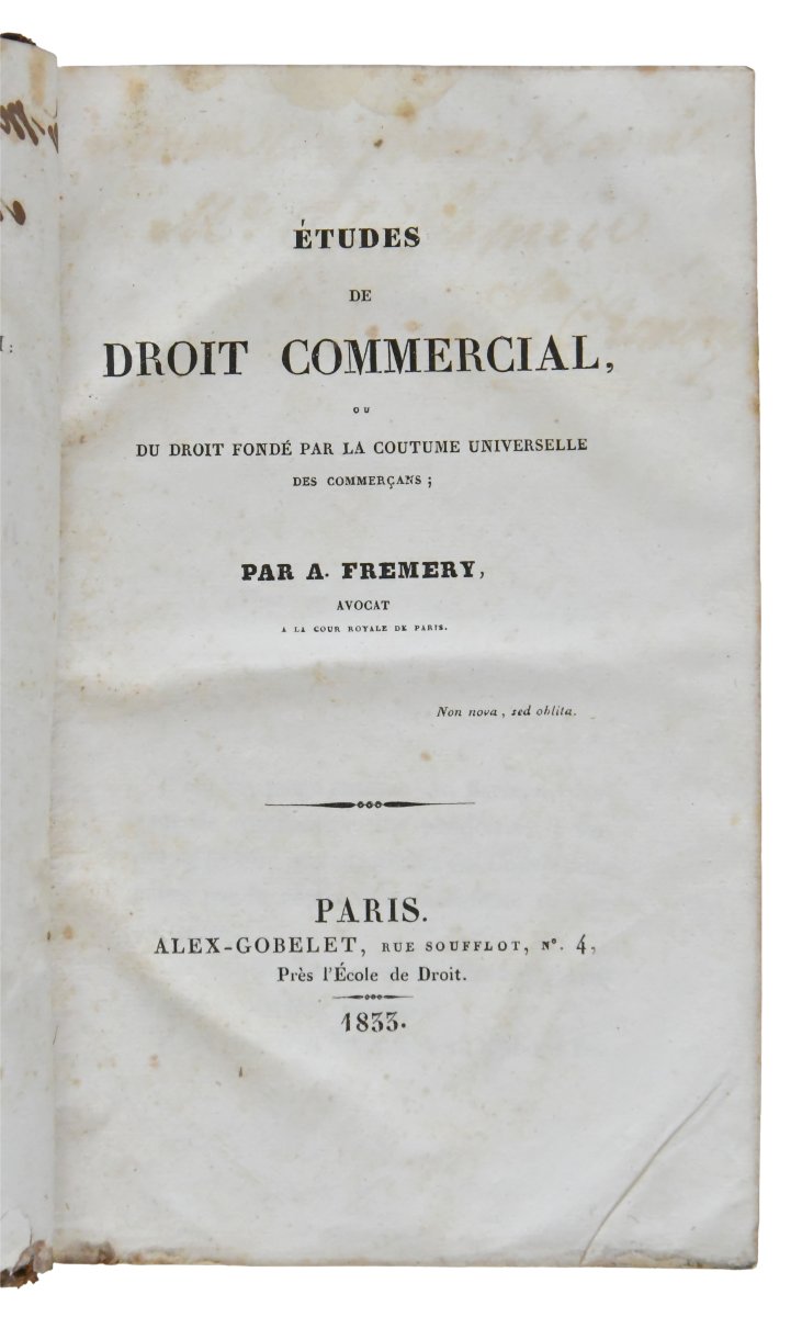 Études de droit commercial, Paris, Alex-Gobelet, 1833-photo-4