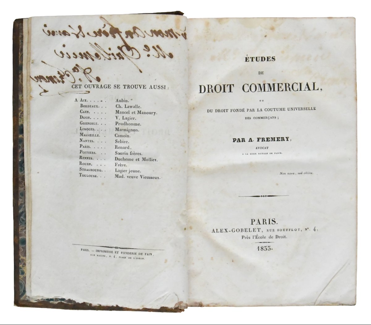 Études de droit commercial, Paris, Alex-Gobelet, 1833-photo-1