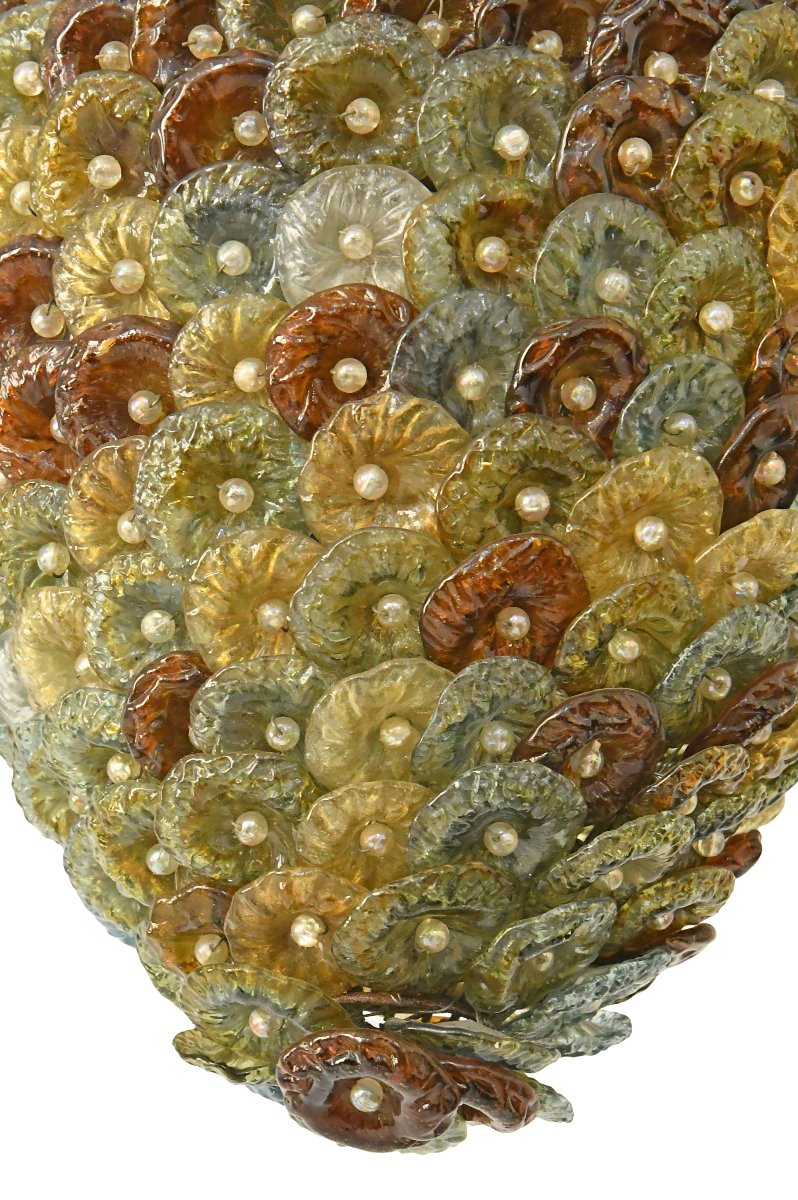 Italian Chandelier In The Shape Of A Murano Glass Pendant  -photo-4