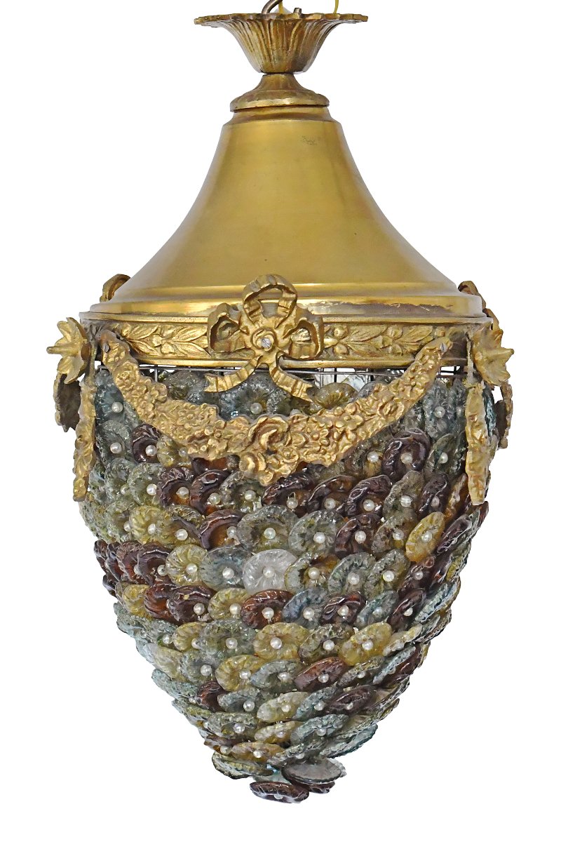 Italian Chandelier In The Shape Of A Murano Glass Pendant  