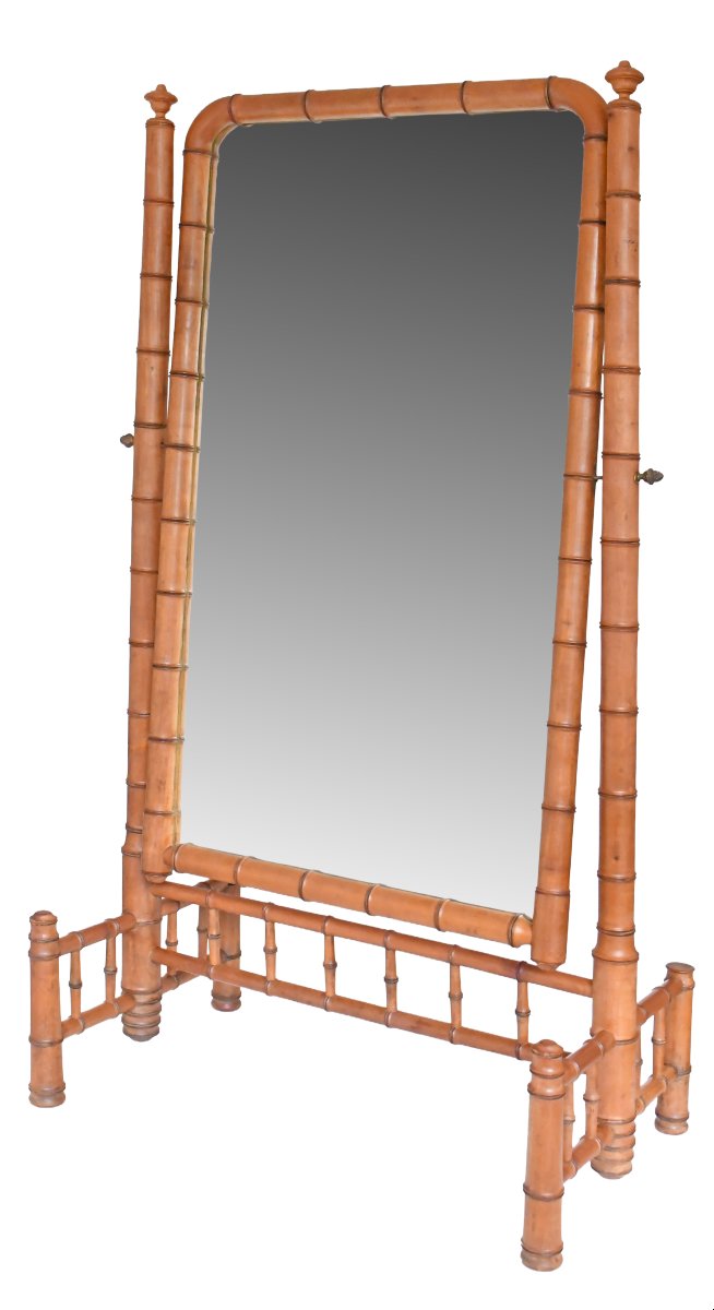 Miroir psyché façon bambou de style Napoléon III 