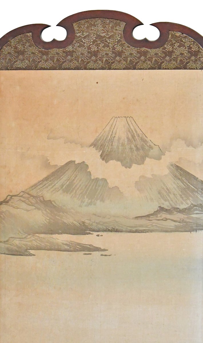  Japanese Folding Screen Featuring A Silk Panel Embroidered With A Landscape Scene Featuring Birds-photo-5
