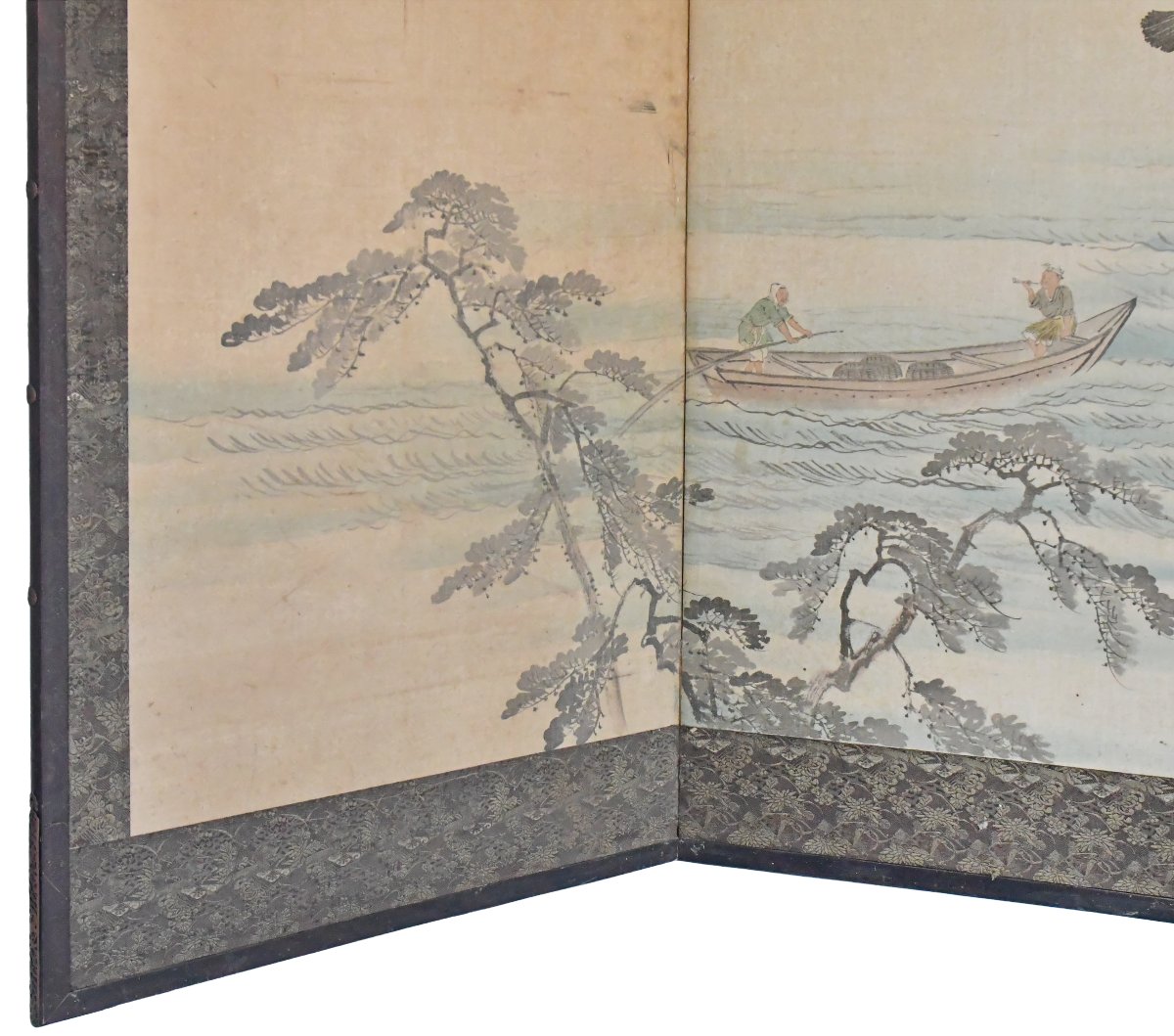  Japanese Folding Screen Featuring A Silk Panel Embroidered With A Landscape Scene Featuring Birds-photo-7