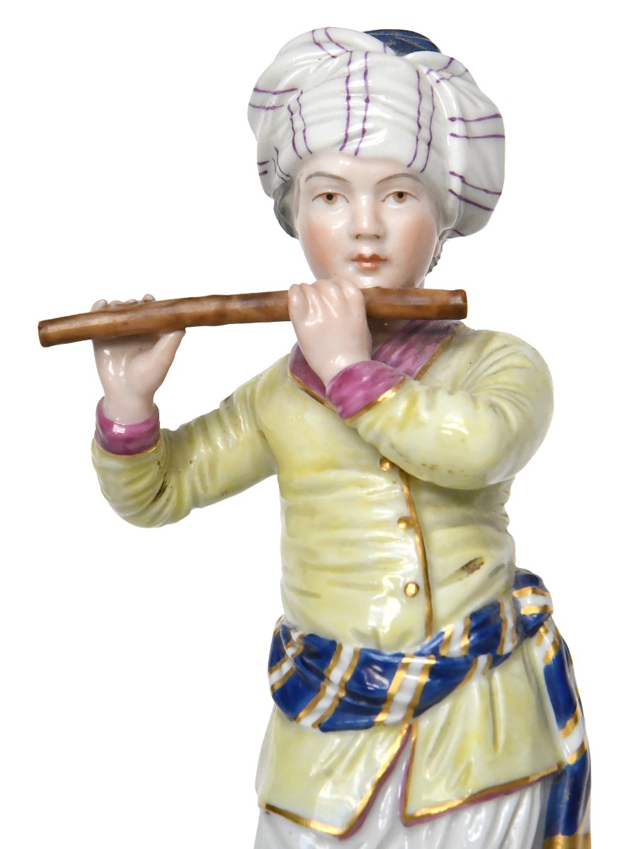 Porcelain Figurine From Höchst Passau Depicting A Flutist From The "turkish Orchestra" Series-photo-2