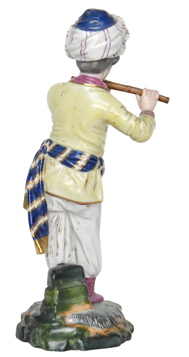 Porcelain Figurine From Höchst Passau Depicting A Flutist From The "turkish Orchestra" Series-photo-1