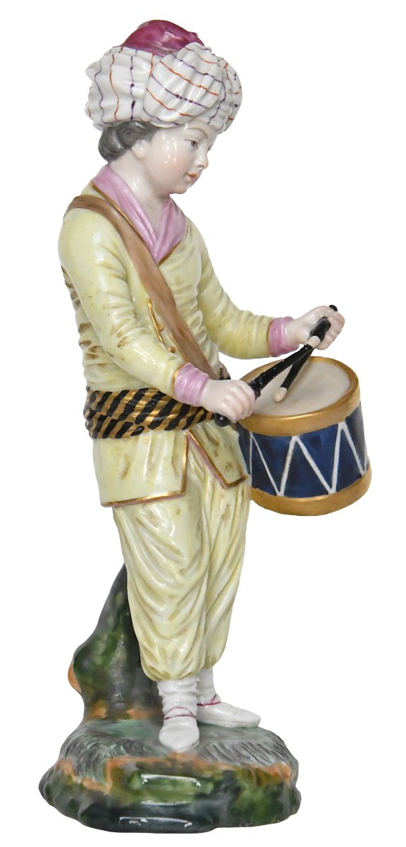 Höchst Passau Porcelain Figurine, Drummer From The "turkish Orchestra" Series-photo-3