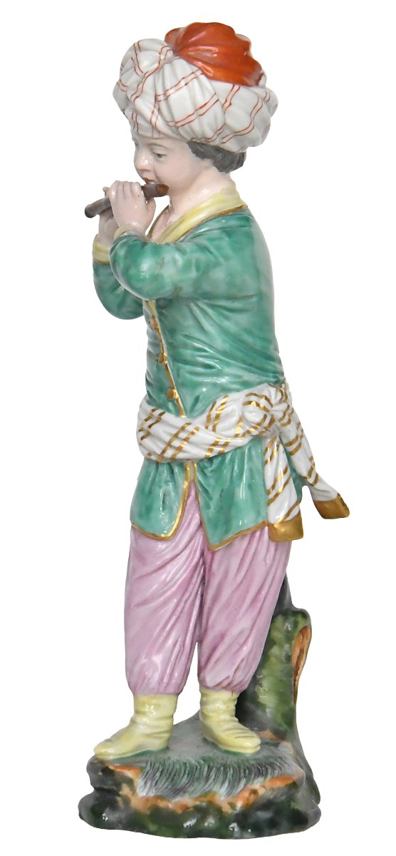 Statuette en porcelaine de Höchst Passau représentant un flûtiste de la série L'orchestre turc-photo-4