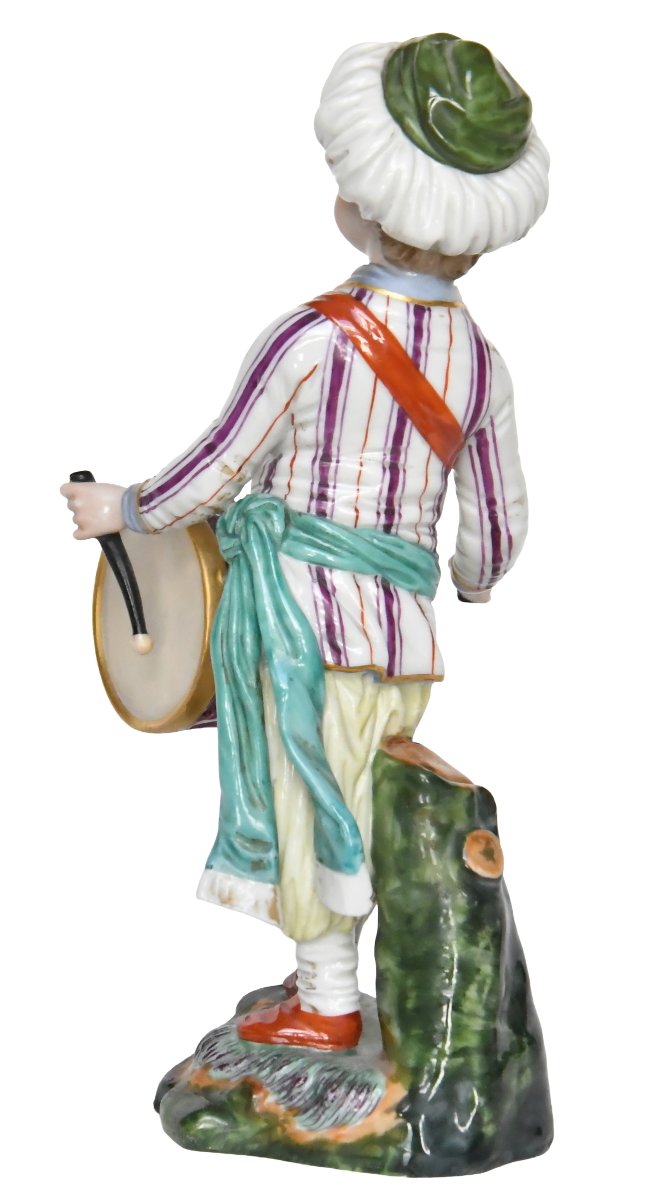 Porcelain Figurine From Höchst Passau, Depicting A Drummer From The "turkish Orchestra" Series-photo-1