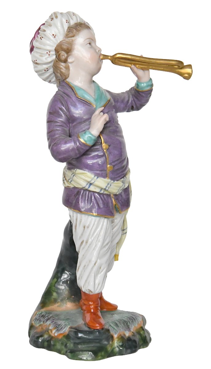 Statuette en porcelaine de Höchst Passau un jouer de la trompette de la série L'orchestre turc-photo-3
