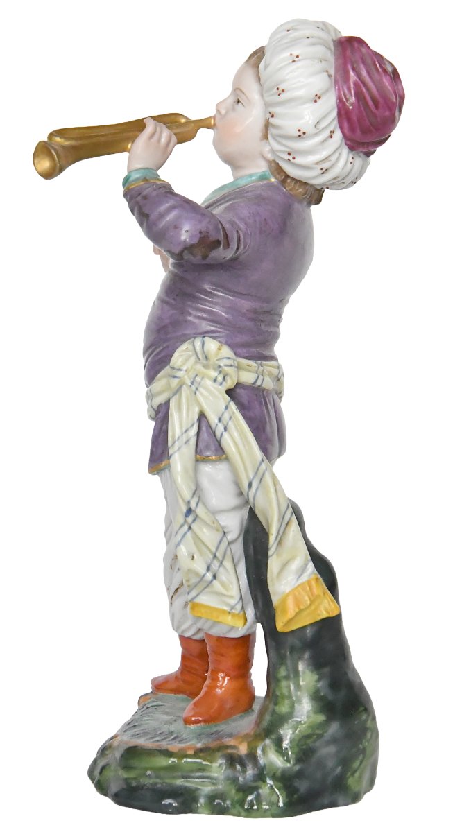Statuette en porcelaine de Höchst Passau un jouer de la trompette de la série L'orchestre turc-photo-4