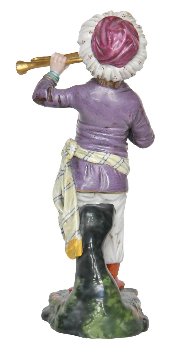 Statuette en porcelaine de Höchst Passau un jouer de la trompette de la série L'orchestre turc-photo-2