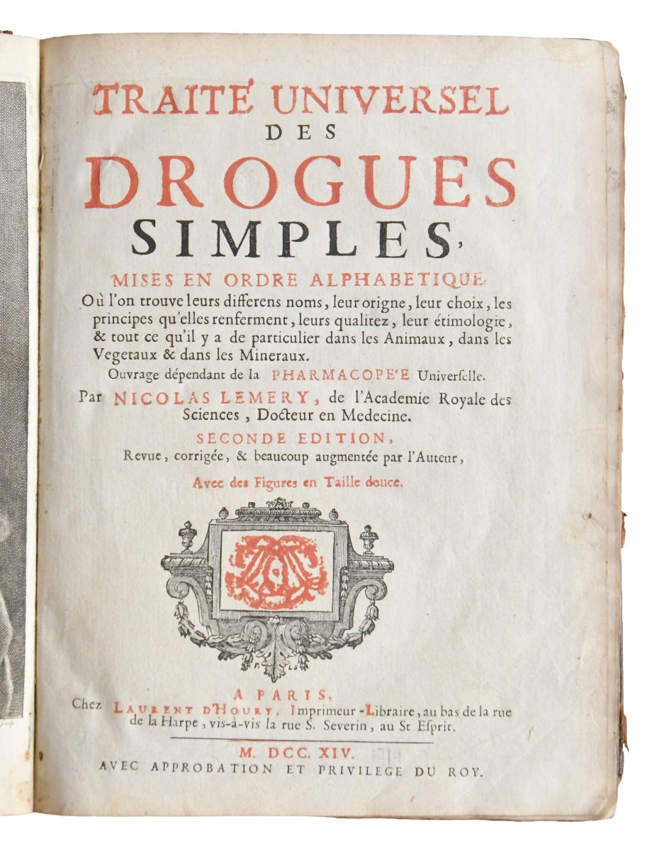  Nicolas LEMERY "Traité Universel des Drogues simples" Chez Laurent d’Houry, 1714; in-4-photo-4