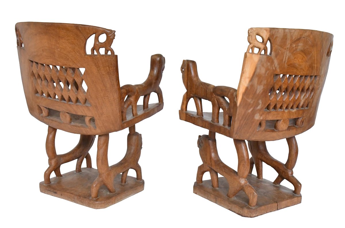 Set Of 4 Armchairs And A Table From Benin  -photo-3