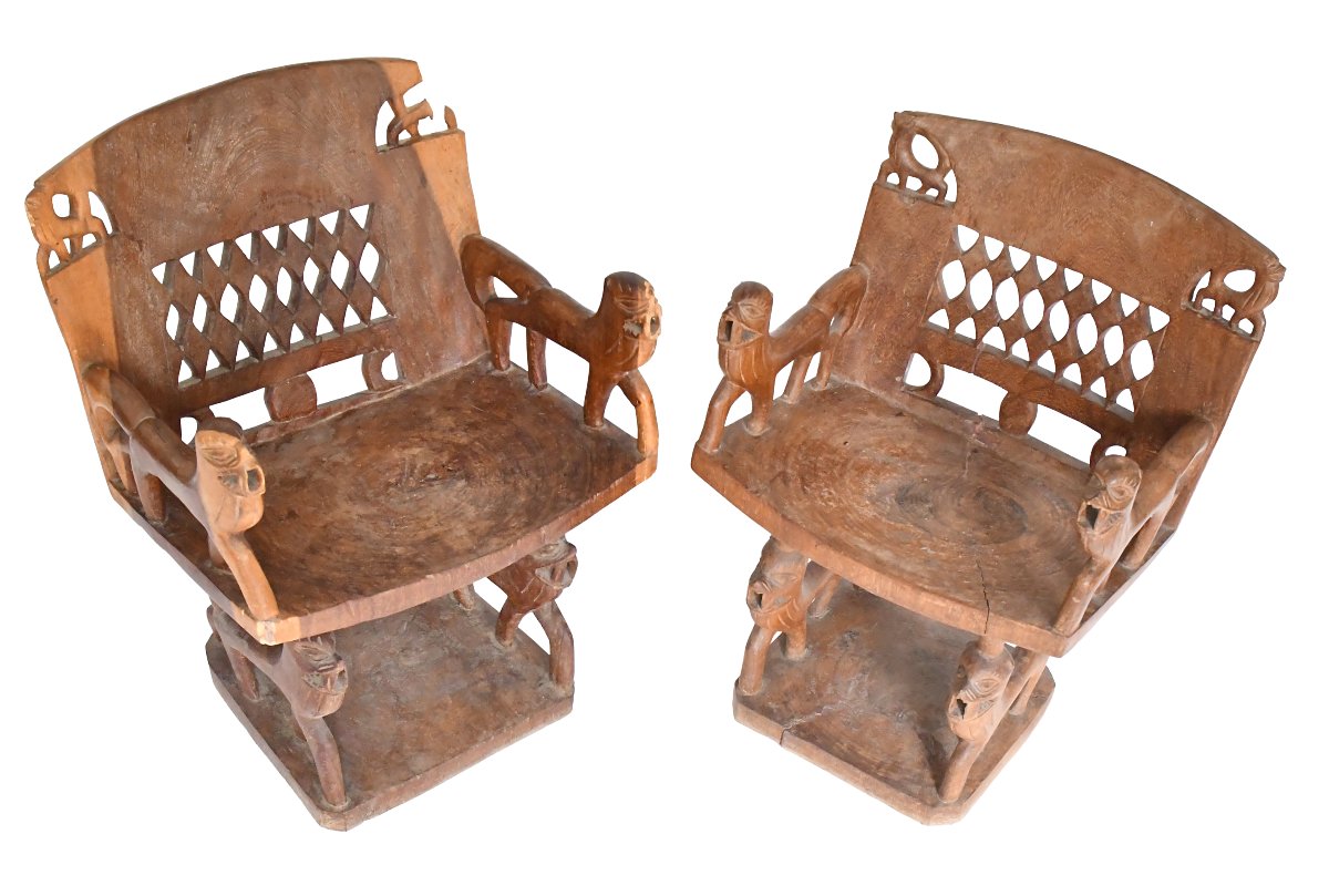 Set Of 4 Armchairs And A Table From Benin  -photo-6