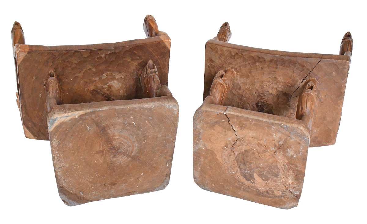 Set Of 4 Armchairs And A Table From Benin  -photo-7