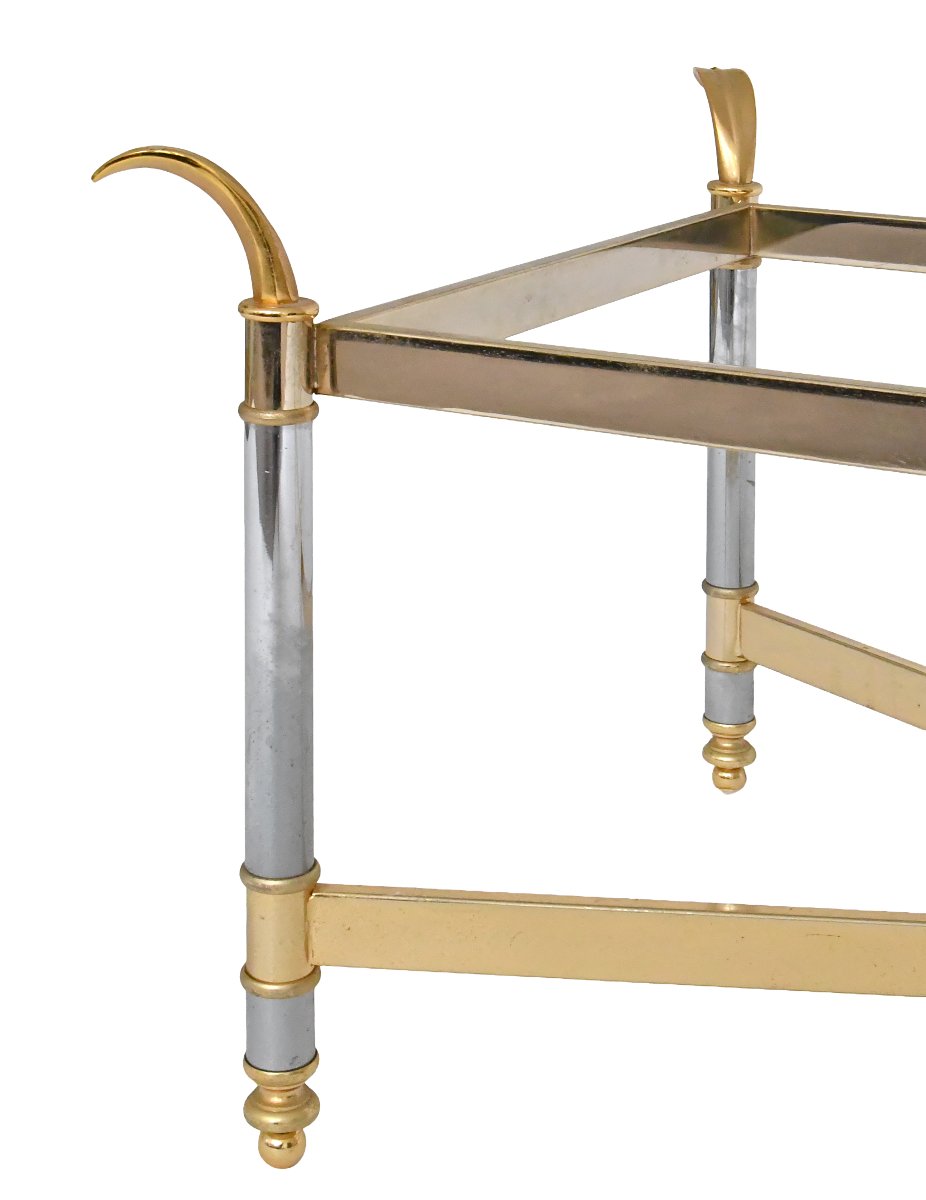 Vintage Brass And Chrome Metal Coffee Table -photo-2