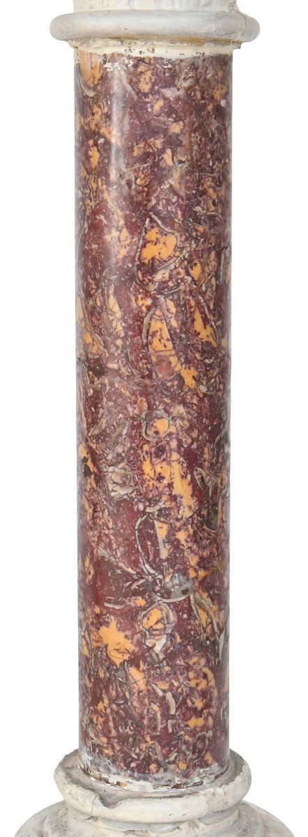 Pair Of Columns Made Of Brocatelle Marble And Stone With Corinthian Capitals-photo-1