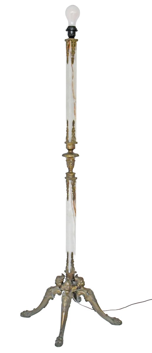 Lampadaire en onyx à décor des espagnolettes