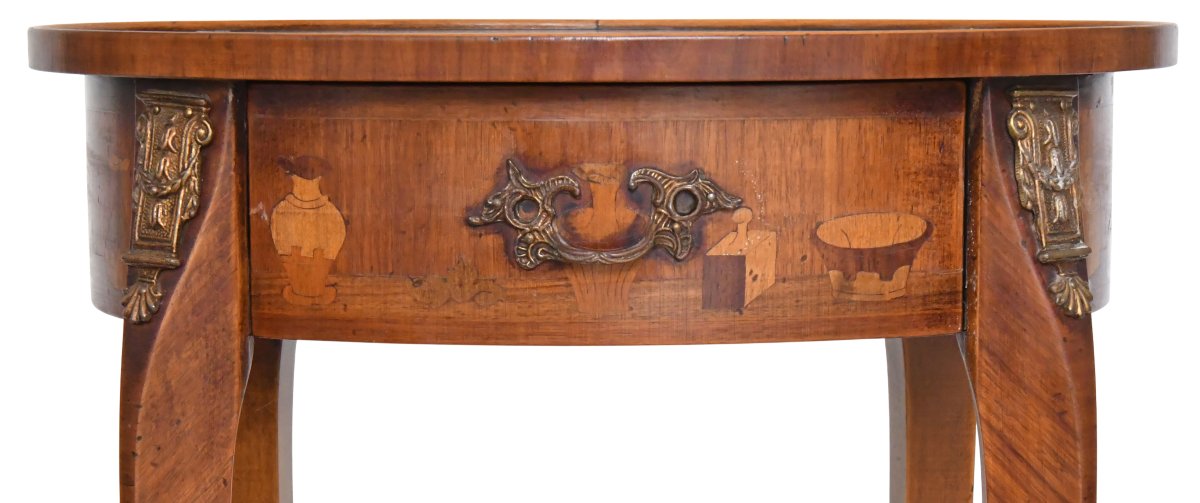 Pair Of Transition-style Nightstands With Marquetry, In The Style Of Charles Topino-photo-3