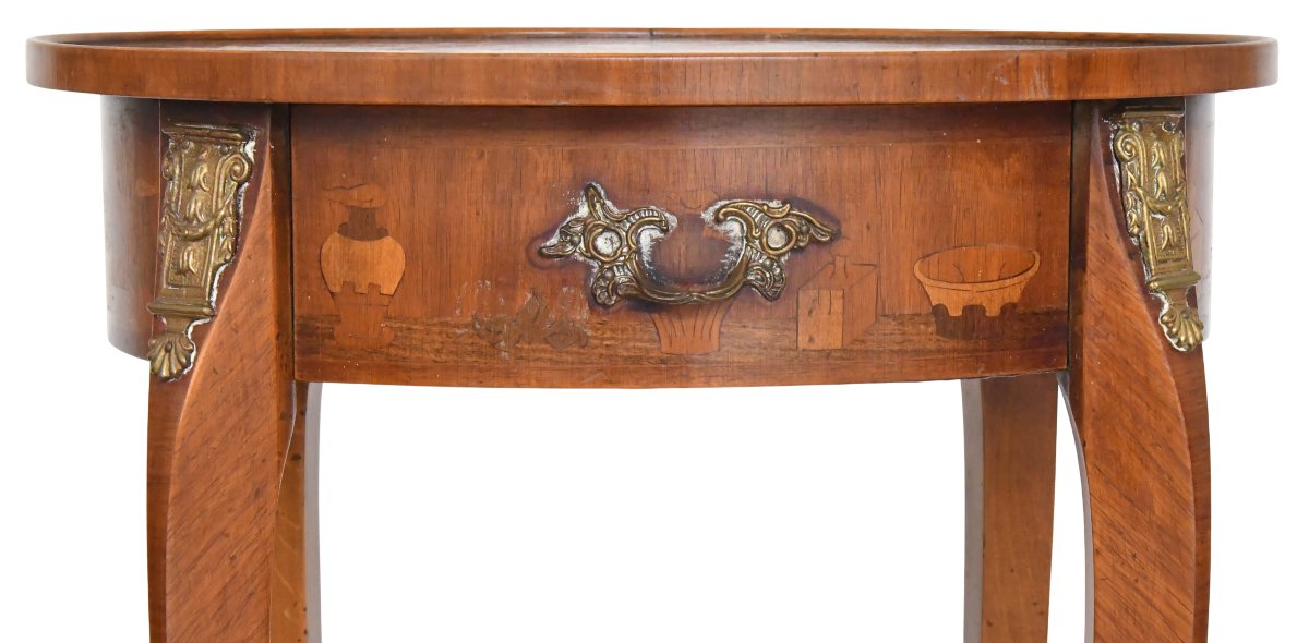 Pair Of Transition-style Nightstands With Marquetry, In The Style Of Charles Topino-photo-4