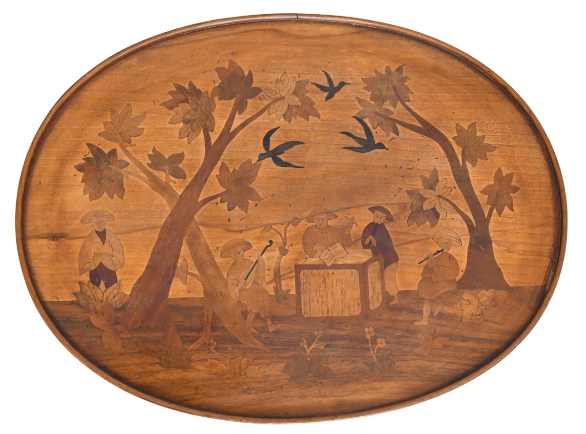 Pair Of Transition-style Nightstands With Marquetry, In The Style Of Charles Topino-photo-5