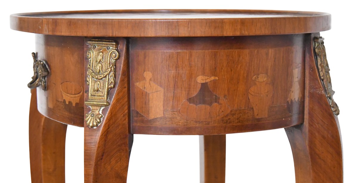 Pair Of Transition-style Nightstands With Marquetry, In The Style Of Charles Topino-photo-7