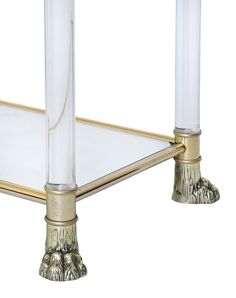 Three-tiered Plexiglas Console Table In The Hollywood Regency Style-photo-3