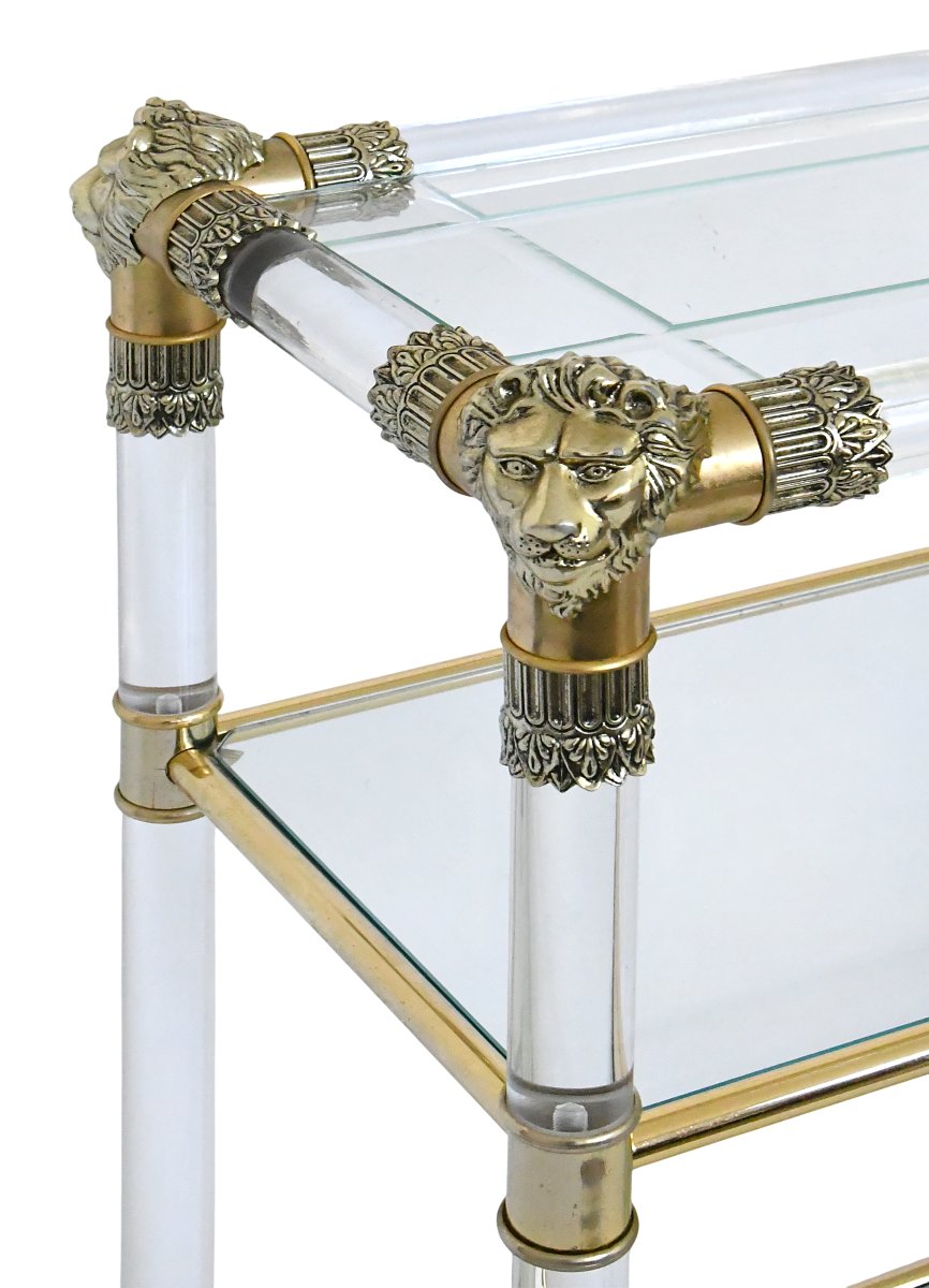 Three-tiered Plexiglas Console Table In The Hollywood Regency Style-photo-4