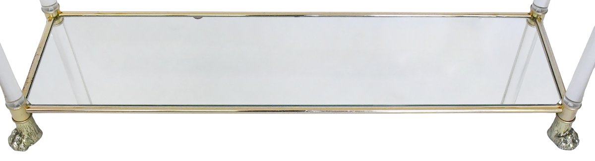 Three-tiered Plexiglas Console Table In The Hollywood Regency Style-photo-4
