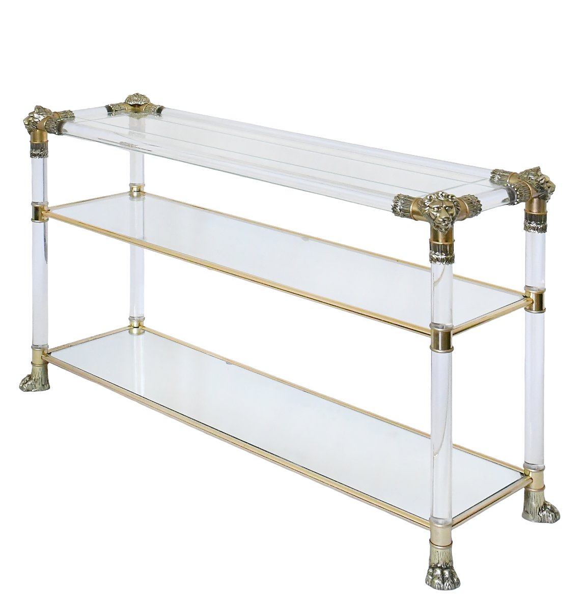 Three-tiered Plexiglas Console Table In The Hollywood Regency Style