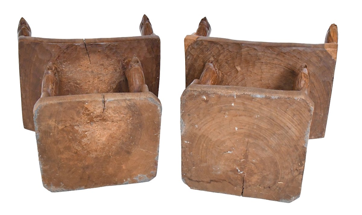 Set Of 4 Armchairs And A Table From Benin -photo-6