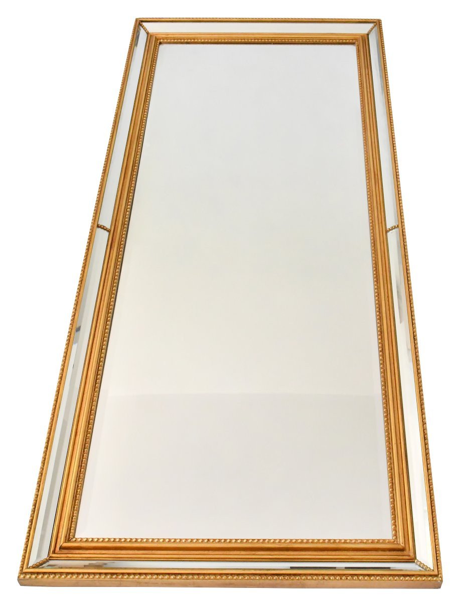 Very Large Rectangular Deknudt Mirror With Glass Molding -photo-1