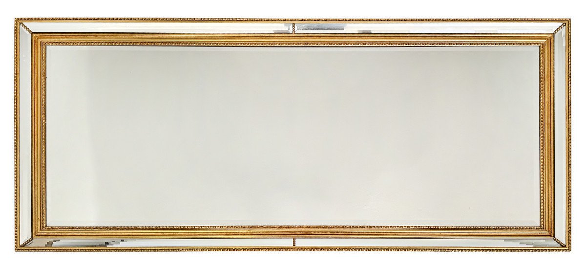 Very Large Rectangular Deknudt Mirror With Glass Molding 