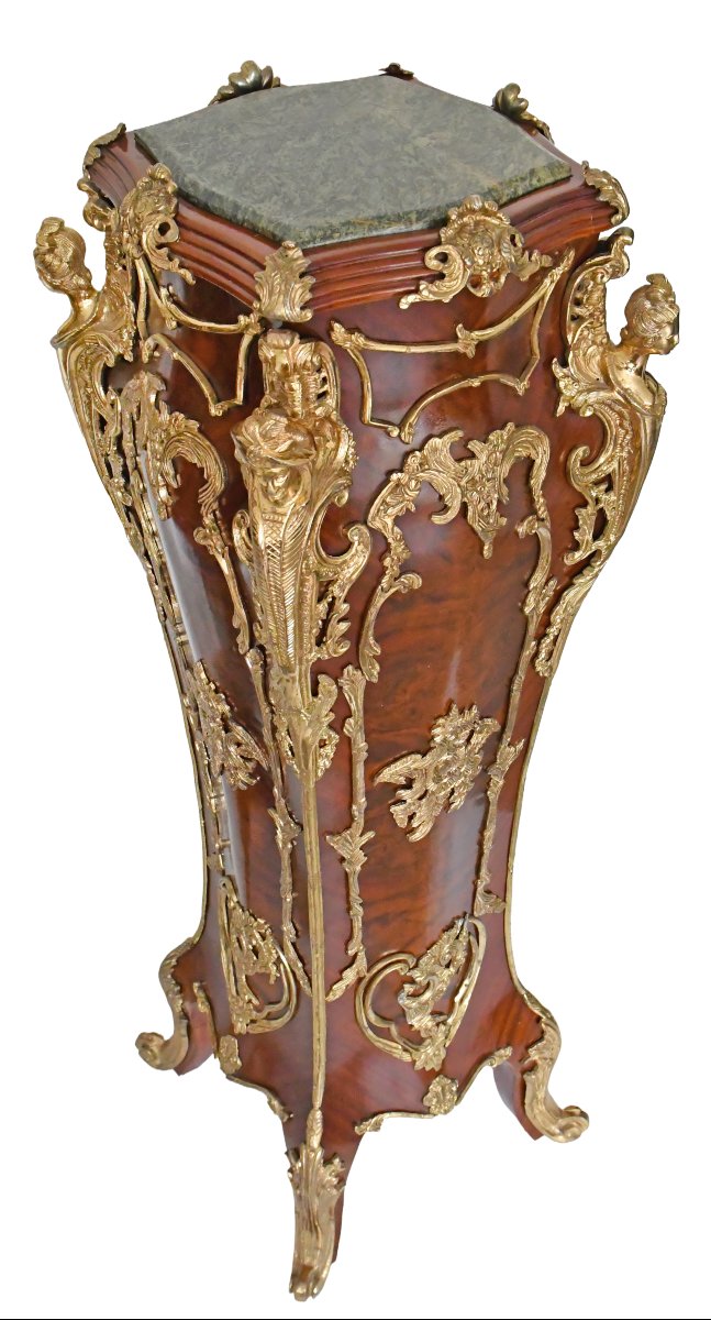 Paire d'importants piédestal de style Louis XV -photo-4